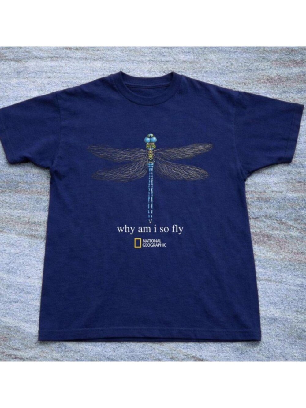 Navy National Geographic cotton t-shirt with dragonfly
